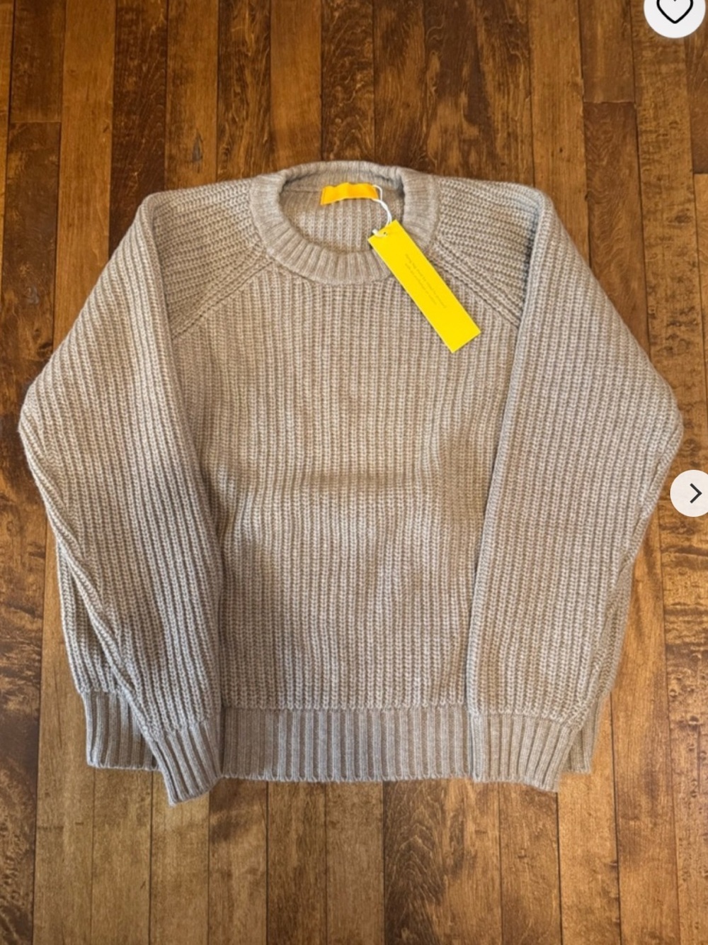 Men's Crewneck Ribbed Knit Sweater in Light Taupe